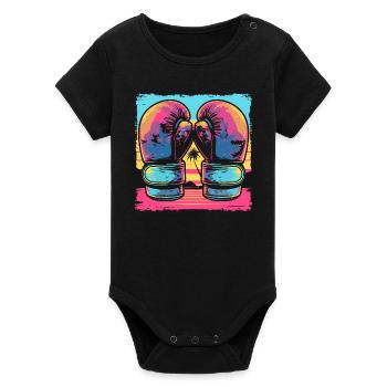 Kickboxing Cartoon Look - Organic Short Sleeve Baby Bodysuit by Stanley/Stella - black - Front