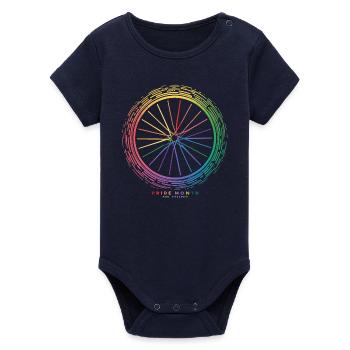 Conception de roue de vélo arc-en-ciel vibrant - Body bébé manches courtes bio Stanley/Stella - marine - Devant