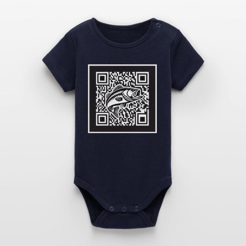 Perch QR Code Design Organic Short Sleeve Baby Bodysuit by Stanley/Stella