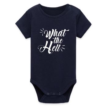 what the hell - Organic Short Sleeve Baby Bodysuit by Stanley/Stella - navy - Front
