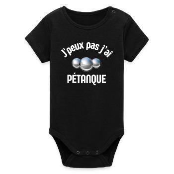 pétanque, bouliste, fan de pétanque - Body bébé manches courtes bio Stanley/Stella - noir - Devant