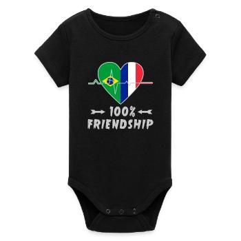 Brasilien und Frankreich 100% Freundschaft - Organic Kurzarm-Babybody von Stanley/Stella - Schwarz - Vorne