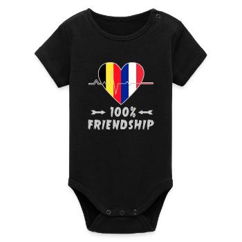 La Belgique et la France, une amitié à 100 % - Body bébé manches courtes bio Stanley/Stella - noir - Devant
