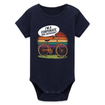 Corporate Bike Enthusiast Vintage Design - Organic Short Sleeve Baby Bodysuit by Stanley/Stella - navy - Front