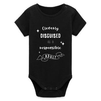 cleverly disguised as a responsible adult - Organic Short Sleeve Baby Bodysuit by Stanley/Stella - black - Front