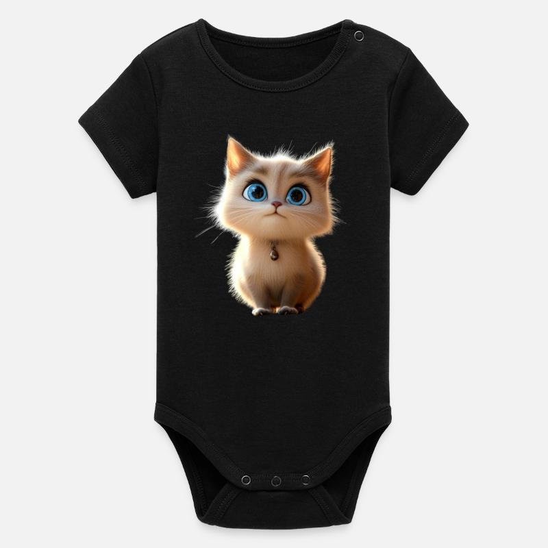 Chat Ragdoll Chat Ragdoll Chat Mignon Chats Ragdoll - Body bébé manches courtes bio Stanley/Stella - noir