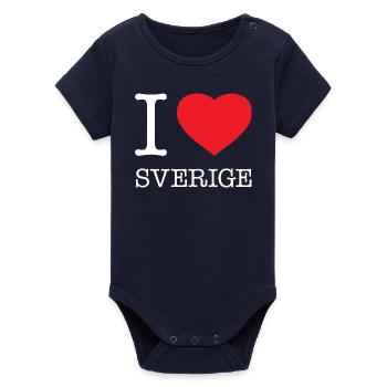 J’AIME SVERIGE Suède Schweden - Body bébé manches courtes bio Stanley/Stella - marine - Devant