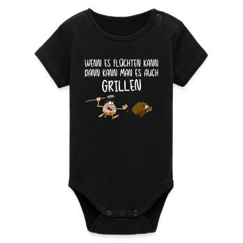 Jäger grillen bbq Griller Grillmeister Sprüche - Organic Kurzarm-Babybody von Stanley/Stella - Schwarz - Vorne