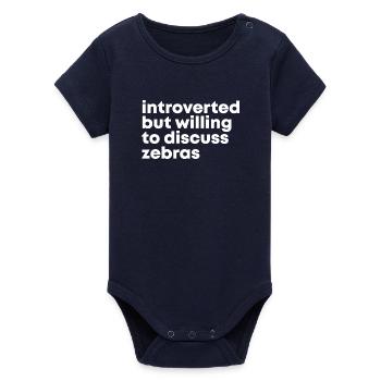 Zebra - Organic Short Sleeve Baby Bodysuit by Stanley/Stella - navy - Front