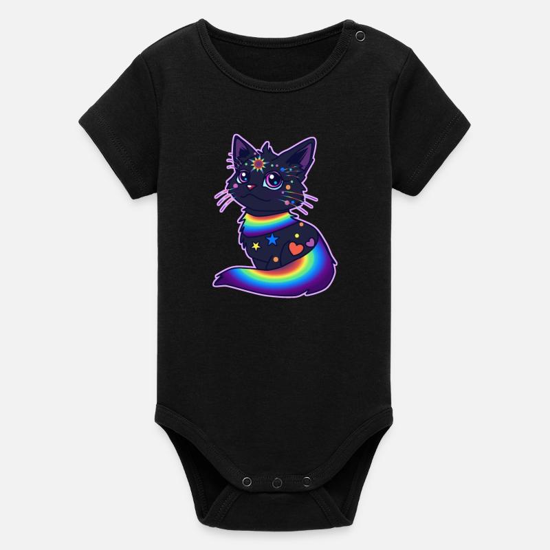 Pride Cat - Organic Short Sleeve Baby Bodysuit by Stanley/Stella - black