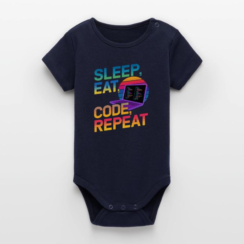 Sleep Eat Code Repeat Gift pour Coder Body bébé manches courtes bio Stanley/Stella