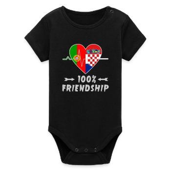 100 % amitié entre le Portugal et la Croatie - Body bébé manches courtes bio Stanley/Stella - noir - Devant