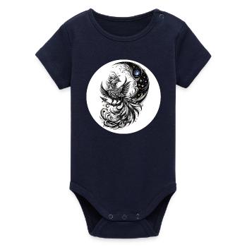 Comet Phoenix in the Moon Circle - Organic Short Sleeve Baby Bodysuit by Stanley/Stella - navy - Front