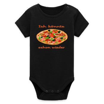 Lebendige Pizza mit frischen Zutaten - Organic Kurzarm-Babybody von Stanley/Stella - Schwarz - Vorne