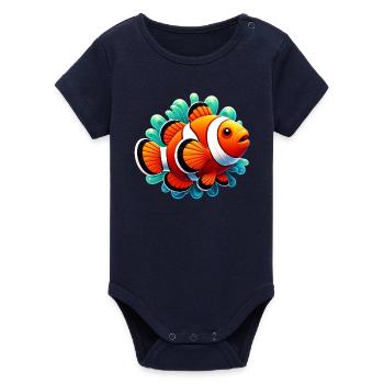 Clownfish - Organic Short Sleeve Baby Bodysuit by Stanley/Stella - navy - Front