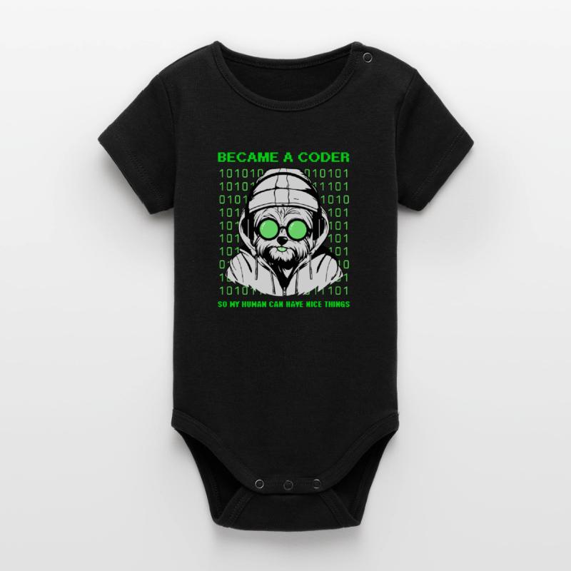 Became a Coder – Hacker Dog Binary Look Organic Kurzarm-Babybody von Stanley/Stella
