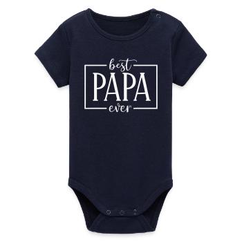 Best Papa Ever Fatherhood Appreciation - Organic Short Sleeve Baby Bodysuit by Stanley/Stella - navy - Front