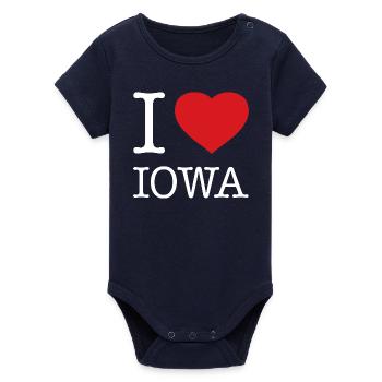 I LOVE IOWA - Organic Short Sleeve Baby Bodysuit by Stanley/Stella - navy - Front