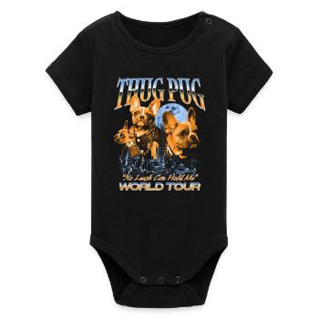 Thug Pug – World Tour - Organic Short Sleeve Baby Bodysuit by Stanley/Stella - black - Front