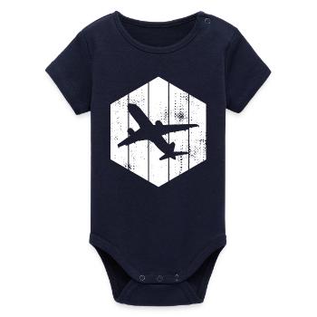 Airplanes Sketch - Organic Short Sleeve Baby Bodysuit by Stanley/Stella - navy - Front