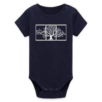 Nature View (White) - Organic Short Sleeve Baby Bodysuit by Stanley/Stella - navy - Front