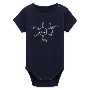 Caffeine molecule – energy to attract - Organic Short Sleeve Baby Bodysuit by Stanley/Stella - navy - Front