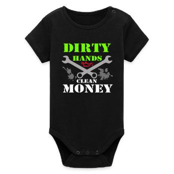 Auto Tuning Schrauber Kult Shirt Dirty Hands (25) - Organic Kurzarm-Babybody von Stanley/Stella - Schwarz - Vorne