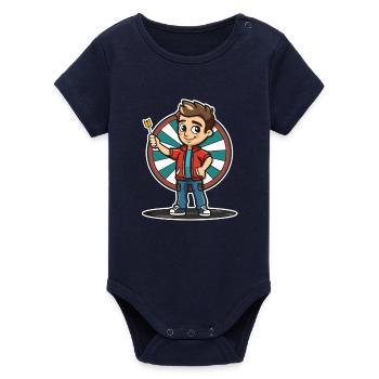Style de dessin animé de joueur de fléchettes - Body bébé manches courtes bio Stanley/Stella - marine - Devant