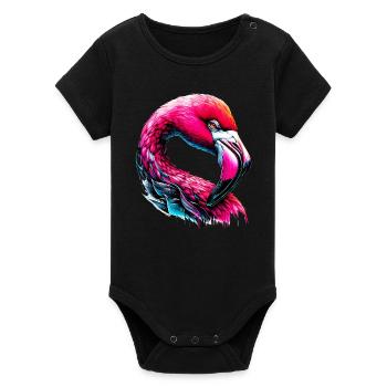 Flamant - Body bébé manches courtes bio Stanley/Stella - noir - Devant