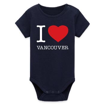 I LOVE VANCOUVER - Organic Short Sleeve Baby Bodysuit by Stanley/Stella - navy - Front