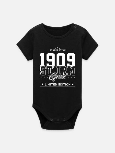 Sturm Graz - Organic Kurzarm-Babybody von Stanley/Stella - Schwarz