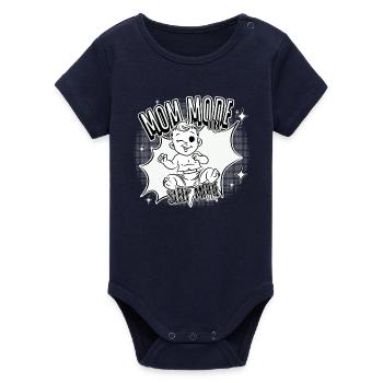 Mom Mode On – Sleep Mode Off - Organic Short Sleeve Baby Bodysuit by Stanley/Stella - navy - Front