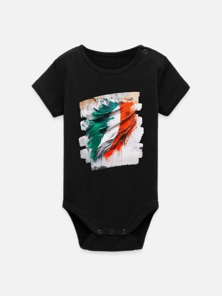 Italienische Flagge Italien - Organic Kurzarm-Babybody von Stanley/Stella - Schwarz