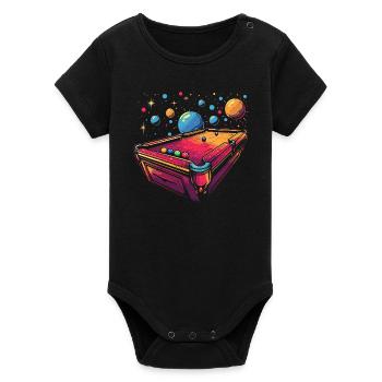 Billard Cartoon Stil - Organic Kurzarm-Babybody von Stanley/Stella - Schwarz - Vorne