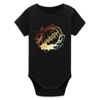 Rugby Ball Vintage Look - Organic Short Sleeve Baby Bodysuit by Stanley/Stella - black - Front