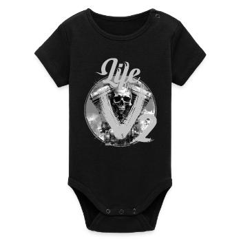Conception du crâne de moto V-Twin - Body bébé manches courtes bio Stanley/Stella - noir - Devant