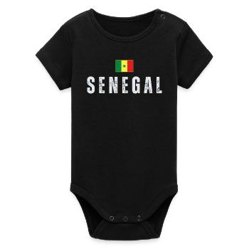 Drapeau sénégalais, fier Sénégalais - Body bébé manches courtes bio Stanley/Stella - noir - Devant