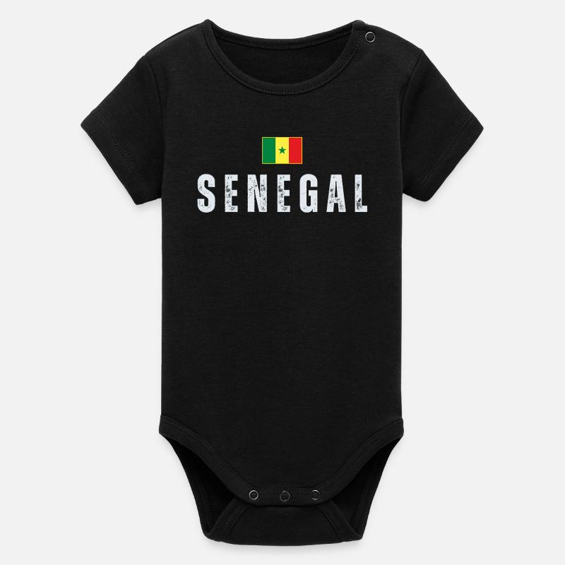 Drapeau sénégalais, fier Sénégalais - Body bébé manches courtes bio Stanley/Stella - noir