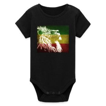 Reggae Lion Flag Art - Organic Short Sleeve Baby Bodysuit by Stanley/Stella - black - Front