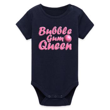 Bubblegum Queen pink - Organic Short Sleeve Baby Bodysuit by Stanley/Stella - navy - Front