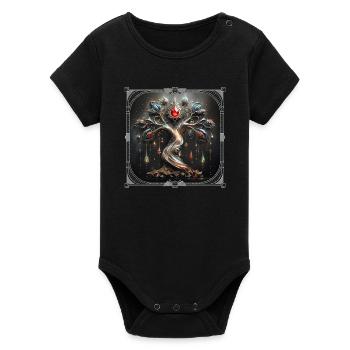 Design Art Déco de l’Arbre de Vie. - Body bébé manches courtes bio Stanley/Stella - noir - Devant