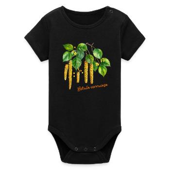 Betula verrucosa – Aquarell-Illustration - Organic Kurzarm-Babybody von Stanley/Stella - Schwarz - Vorne