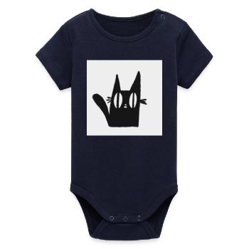 Mimi the Black Cat - Organic Short Sleeve Baby Bodysuit by Stanley/Stella - navy - Front