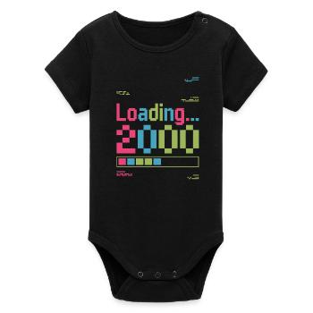 Pixel Retro Design Loading 2000 - Organic Kurzarm-Babybody von Stanley/Stella - Schwarz - Vorne