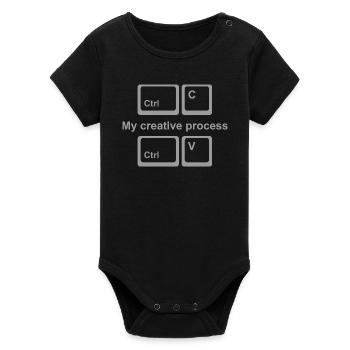 Copy Paste Shirt – Funny Coder & Designer Tee - Organic Kurzarm-Babybody von Stanley/Stella - Schwarz - Vorne