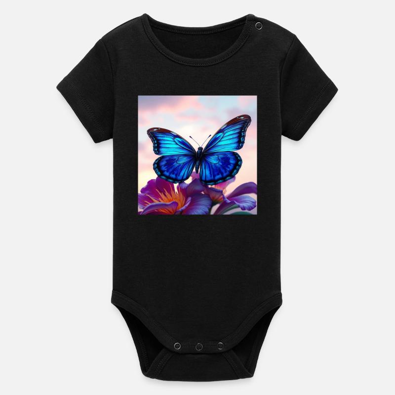 Papillon - Body bébé manches courtes bio Stanley/Stella - noir