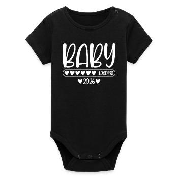 Baby 2026 loading - Organic Kurzarm-Babybody von Stanley/Stella - Schwarz - Vorne