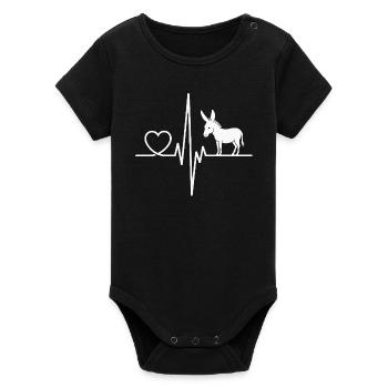 Esel - Organic Kurzarm-Babybody von Stanley/Stella - Schwarz - Vorne