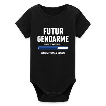 Futur gendarme - Body bébé manches courtes bio Stanley/Stella - noir - Devant