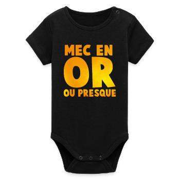Guy's Impactante or_message T Shirt in Gold Tones - Organic Short Sleeve Baby Bodysuit by Stanley/Stella - black - Front